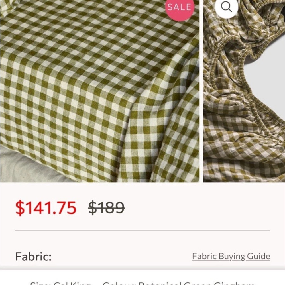 Piglet in Bed Botanical Green cal/king fitted linen sheet